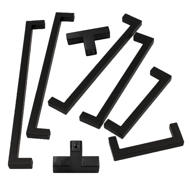Cabinet Handles Matte Black Drawer Pulls Square Knobs Kitchen Cabinet Hardware