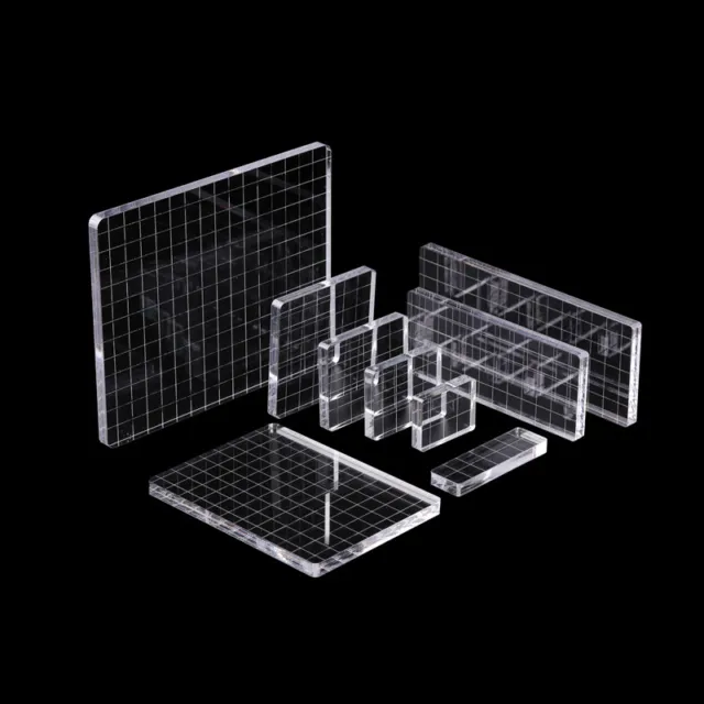 9 Clear Acrylic Stamp Blocks with Grid Scrapbooking Craft Tools Stamping Block