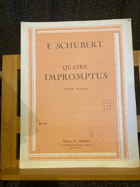 Franz Schubert IIe impromptu pour piano opus 90 n°2 partition éditions Combre