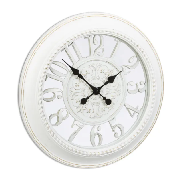 Horloge murale rétro design vintage ronde cuisine Shabby chic sans bruit