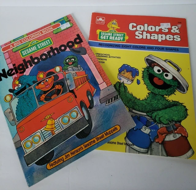 SET OF 2 Sesame Street Sticker Fun Coloring Activity Books Vintage £14.