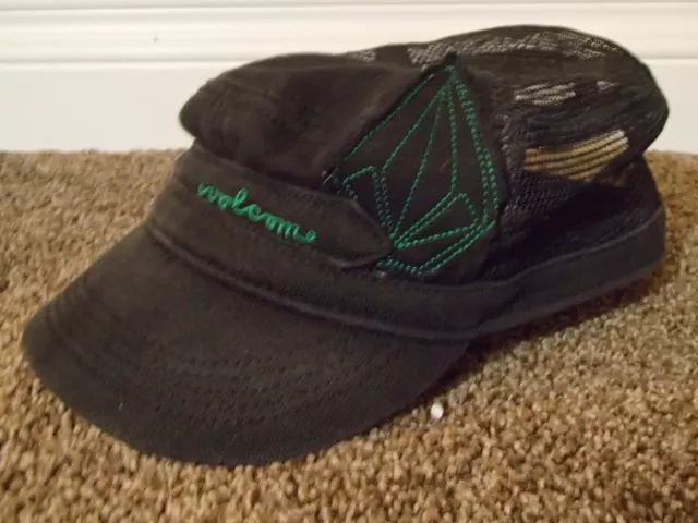 Volcom Stone Womens Black w Green Logo Graphic Military Cadet Style Hat