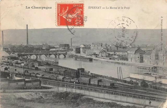 EPERNAY - la Marne et le Pont - La Champagne