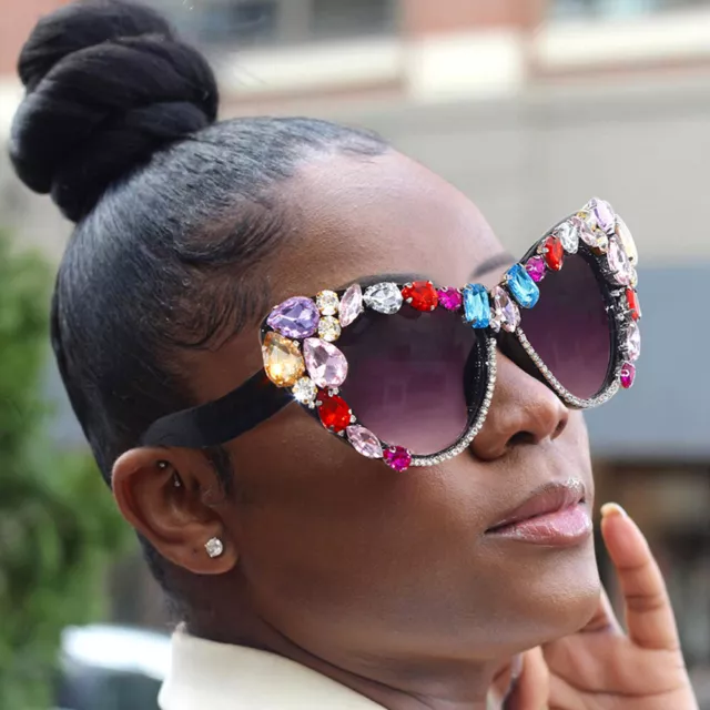 Luxury Rhinestone Cat Eye Sunglasses Women Fashion Oversized Shades Party Gift