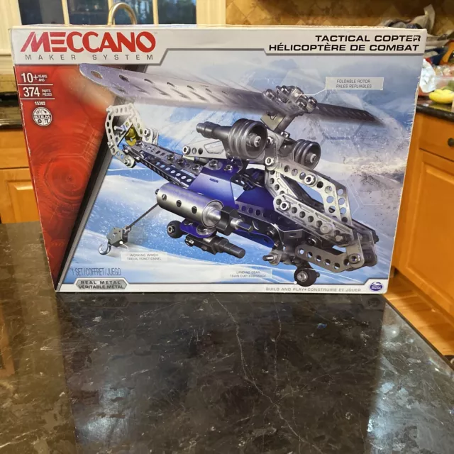 Meccano Maker System, Tactical Copter, 374 Parts, Nib, 2015