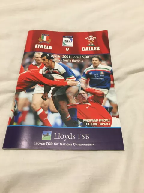 2001 Italy V Wales Six Nations @Rome International Rugby Union Programme Vgc
