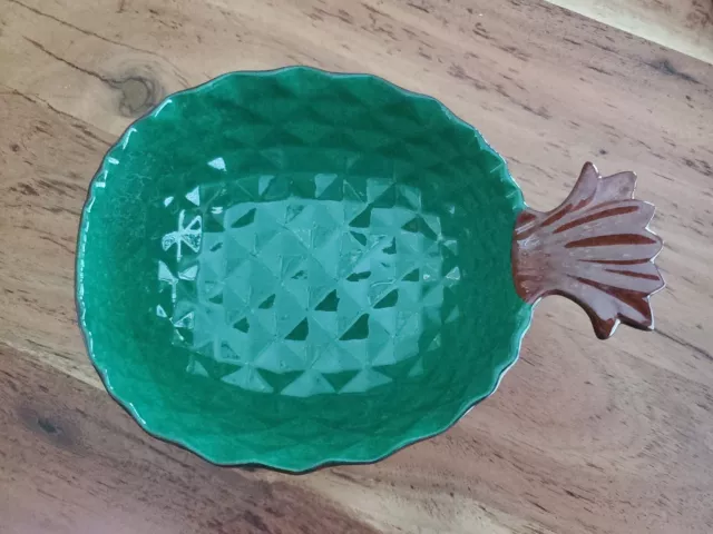 LAURE JAPY PARIS  Pineapple Brown & Green Porcelain Bowl 7" x 2"