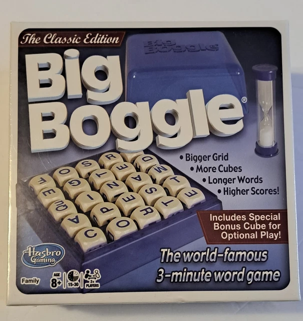 BIG BOGGLE QUICK Word Game Classic Edition Letter Grid w/ 25 Cubes