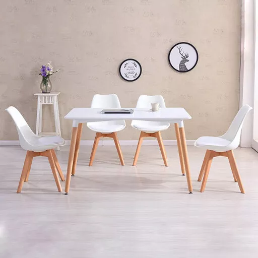 Moderno Scandinavian Mesa de Comedor Set Con 4 con Estilo Jamie Tulipán Sillas