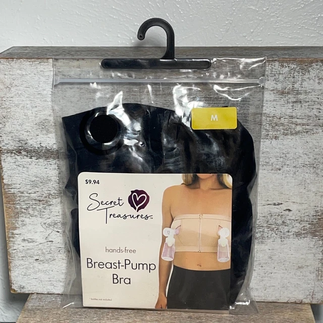 Secret Treasures Breast Pump Bra Women's Breastfeeding Zip Front Strapless Sz M