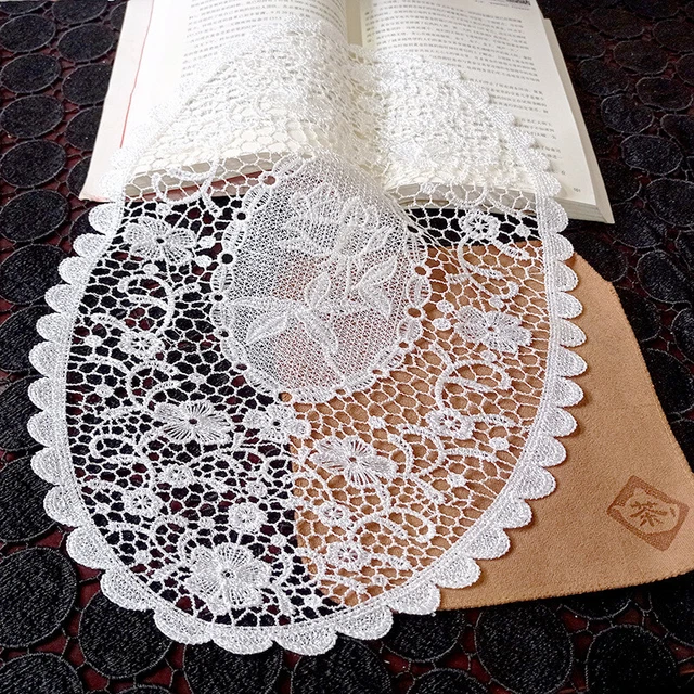 Lot De 4 Napperons En Dentelle Polyester - Motif Floral Brodé, Ronds, Pour Dessous De Verre