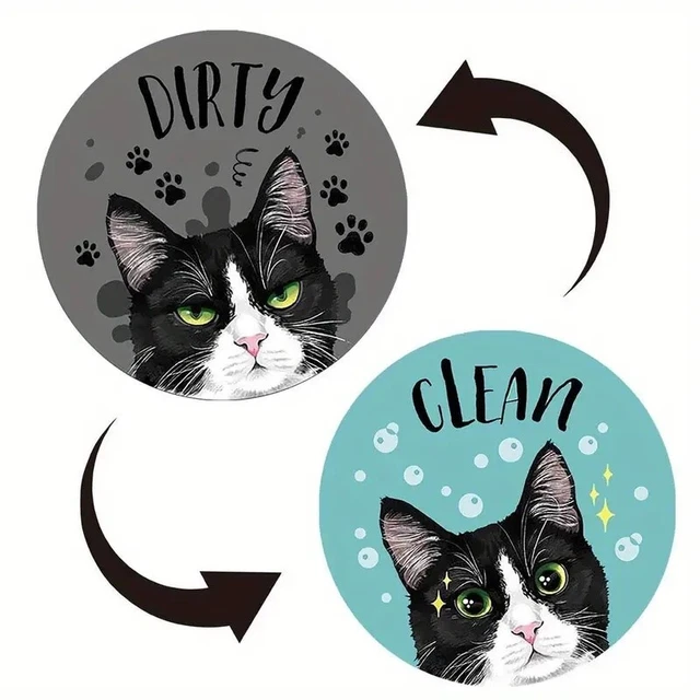 Black Cat Clean/Dirty Dishwasher Magnet - Double Sided Funny Kitchen Sign For Dishwasher & Fridge - View #4