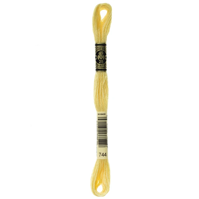 Paquete de 12 DMC 6 hilos bordado algodón 8,7 yardas amarillo pálido -117-744