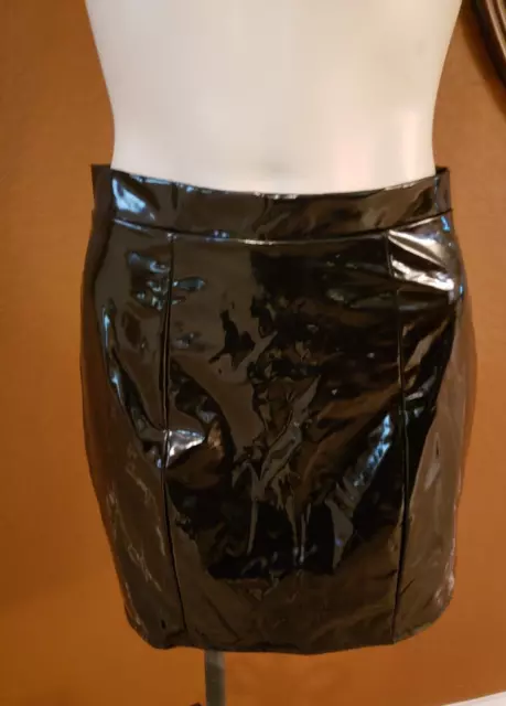 Day & Night Black Stretchy Latex Look Skirt Size S