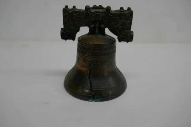 Miniature Liberty Bell Pass and Stow Metal Aged look Bronze Brass