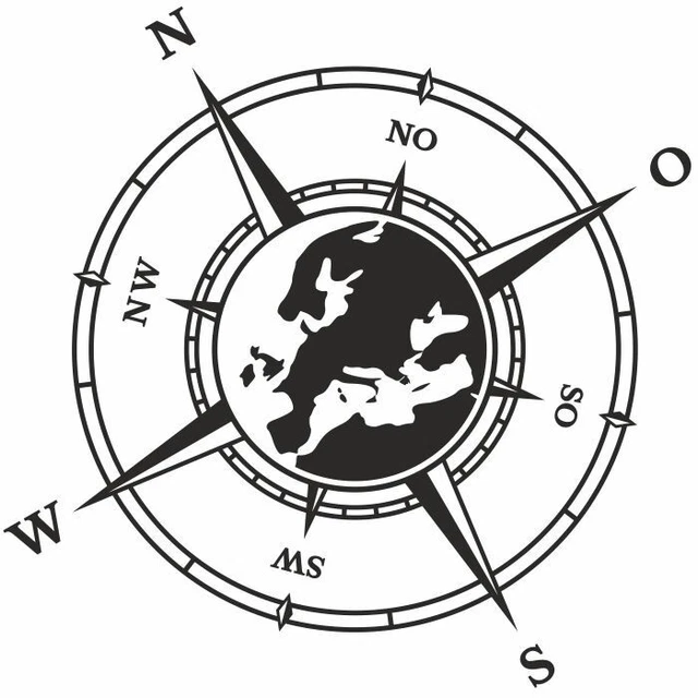 AUFKLEBER KOMPASS KARTE Wohnwagen Camper Auto Motorrad Caravan Europa
