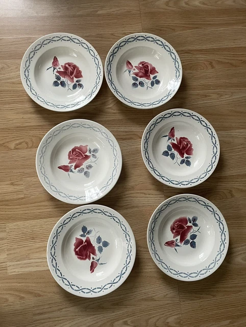 6 assiettes creuses en faïence sarreguemines modèle Janine