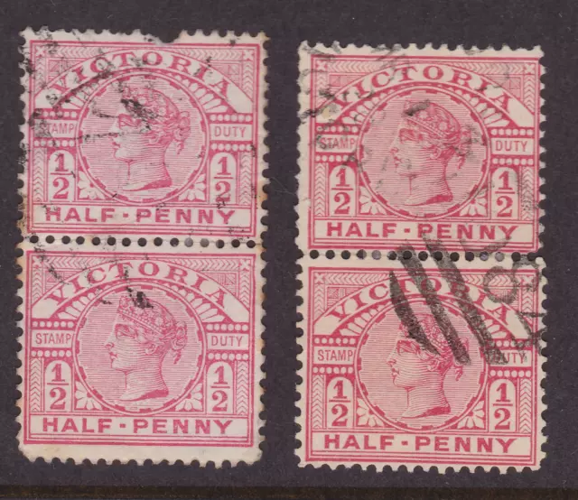 Victoria 1894 1/2D Rose Red Pairs X2 Used Sg 311B (Lf55.2)