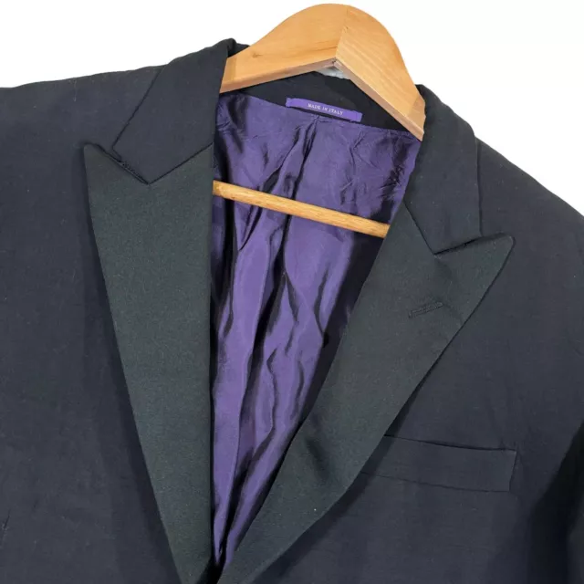 Mens 42R Ralph Lauren Purple Label Barathea Black Pure Wool Tuxedo Suit 2995$
