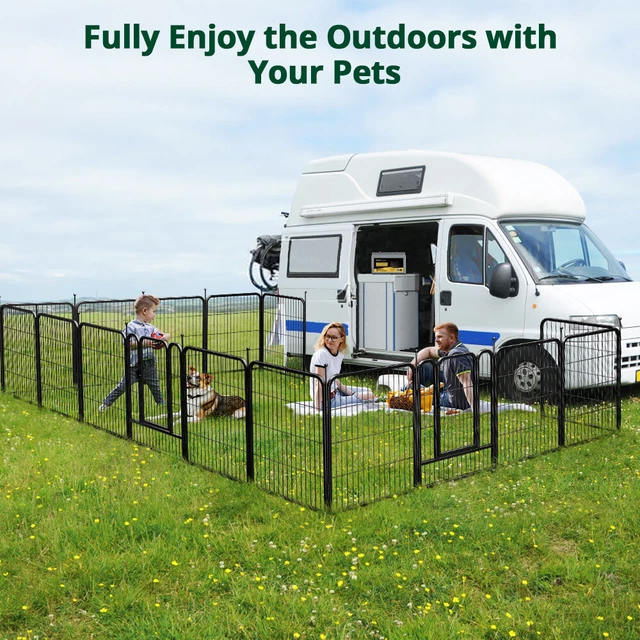 16 Panels High RV Dog Playpen Dog Pen Dog Fence Exercise Outdoor/Indoor