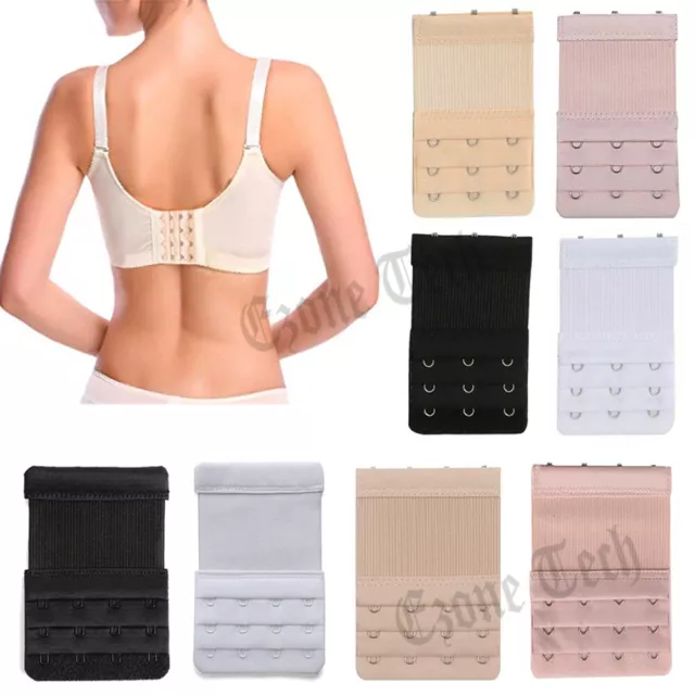 4Pcs Bra Extender 3/4 Hooks with Elastic 3 Rows Underwear Strap Belt Extension