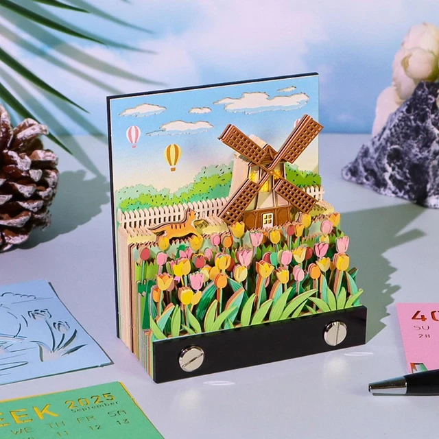 3D DESK CALENDAR 2025 Paper Carving Art Calendar Memo Pad Tear Away 3D Desk Calendar 2025 Paper Carving Art Calendar.webp