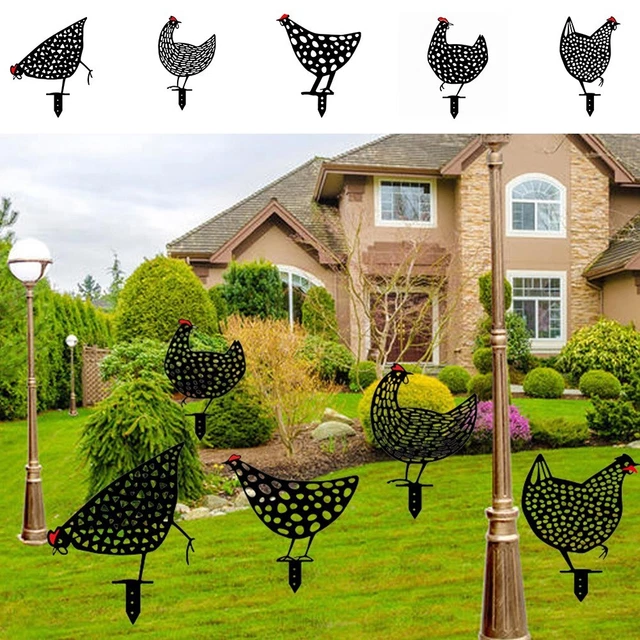 5 STCK. Outdoor Huhn Henne Familie Rasenpfähle Acryl Hof Kunst Garten Ornament