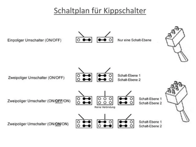 Miniatur Kippschalter Schalter 6-polig EIN/EIN 2xUM Umschalter 20 Stück S044 3