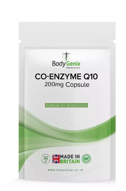 Co Enzyme Q10 CoQ10 200mg HIGH STRENGTH Energy Heart Supplement Bodygenix UK