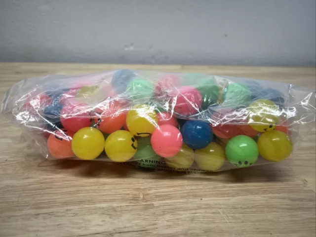 Lot Of 77 Super Bouncy Balls 1” All Smiley Face Bulk Multicolor Piñata Party