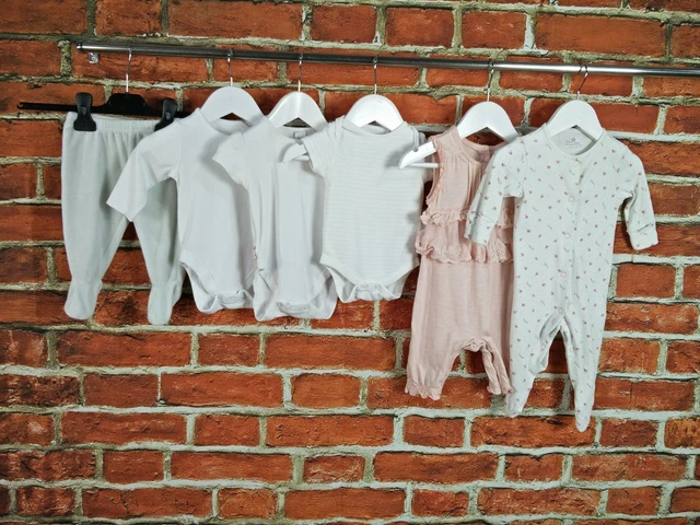 Baby Girls Bundle Age 0-3 Months Mothercare Next Babygro Vest Trousers Pink 62Cm