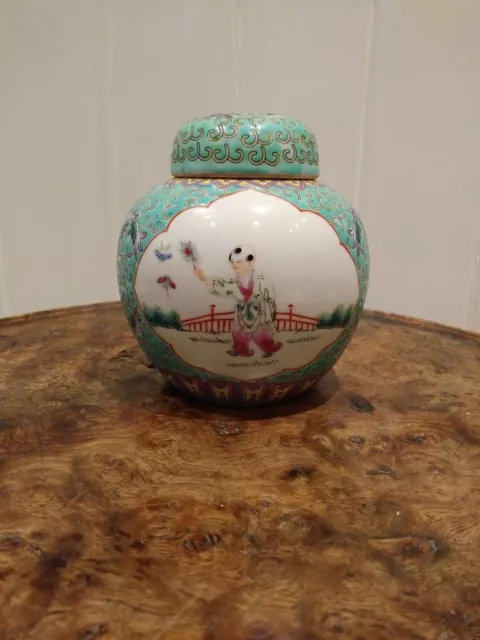 Early 20th century Famille Rose Chinese Porcelain Ginger Jar and Cover