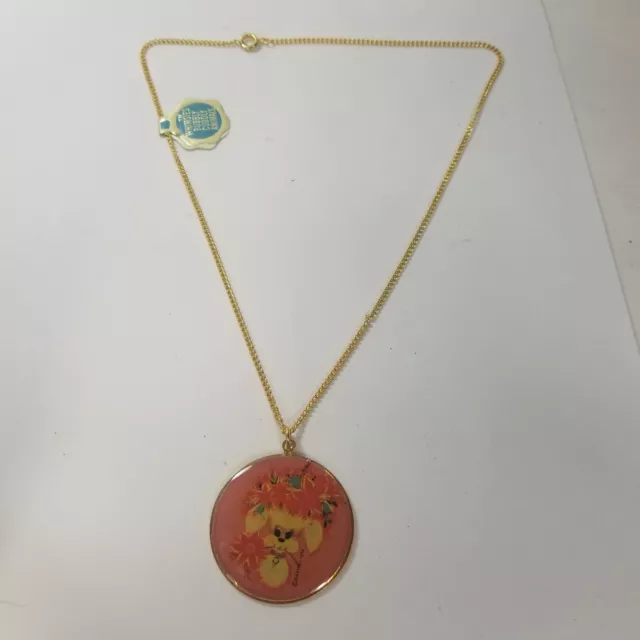 Vintage 1974 Dog Pendant Necklace Signed Davinci Whimsies Bubbly Cuddly Animals