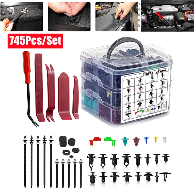 745PCS Car Push Pin Rivet Trim Panel Fastener Clip Moulding Assortment Box Parts