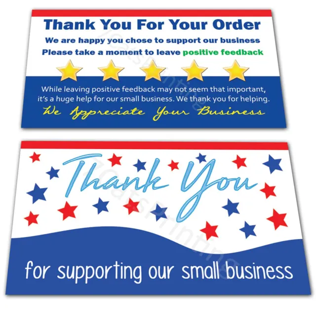 100 Pieces Thank You For Supporting My Small Business Cards