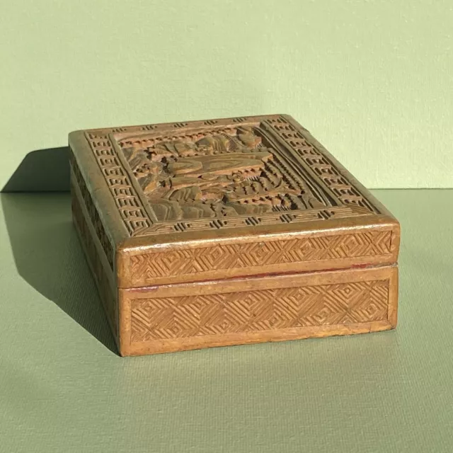 Antique Chinese Lacquer Box Chinese Carved Cinnabar Lacquer Trinket Box