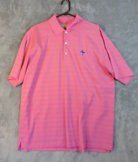 Donald Ross Men’s Polo Shirt  XL Pink Striped Performance Golf Hummingbird