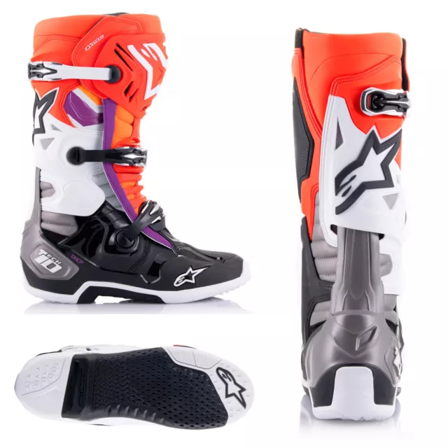 Alpinestars Dhcp Tech 10 Evo MX Botas Enduro Motocross Negro Naranja Rojo