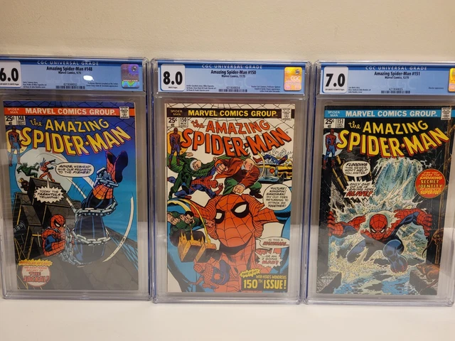 Amazing Spider-Man 148, 150, 151 CGC 6.0, 8.0, 7.0. Nice add to your collection
