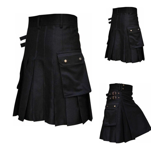 Gonna Uomo Alta Qualità Abbigliamento Deluxe Goth Kilt Poliestere Tradizionale