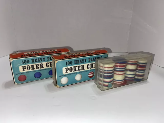 Vintage Crisloid Poker Chip Set with Case  100 Heavy Plastic Chips 