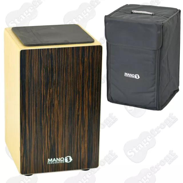 Cajon Mano Percussion Wooden Ebony Veneer Front. Adjustable Snare Wire. Mp985E