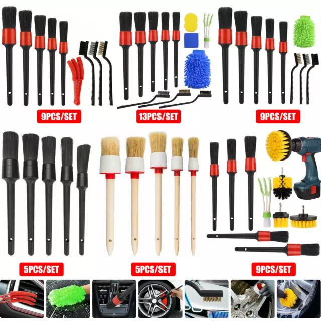 Car Cleaning Kit Interior Detailing Wash Brushes Drill Engine Wheel Clean  Set