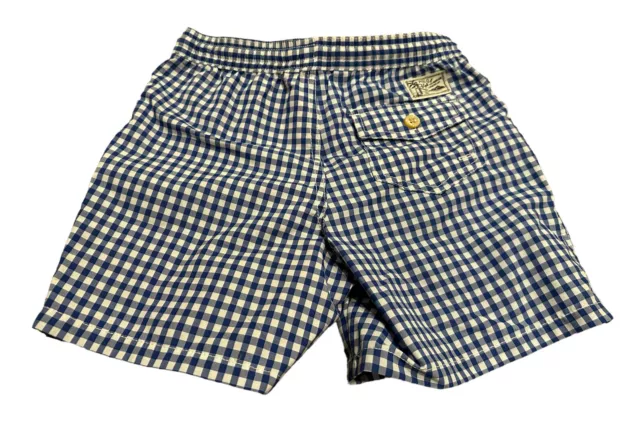 NEW Polo Ralph Lauren Boys Gingham Swim Shorts Trunks Blue/White Size 6 NWT 2