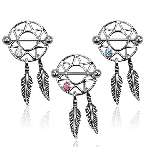 PAIR Dreamcatcher Nipple Shields Rings Barbells Dream Catcher 14g 14 gauge