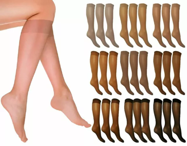 10 Pairs Women Over Knee High Tights Pop Socks Comfort Top Silky Smooth Socks UK 3