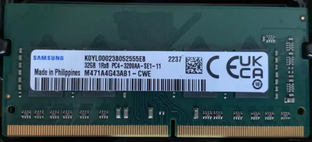 RAM DDR4 Samsung 32GB M471A4G43AB1 3200MHz Sodimm CL22 1.2V PC4-25600 LAPTOP