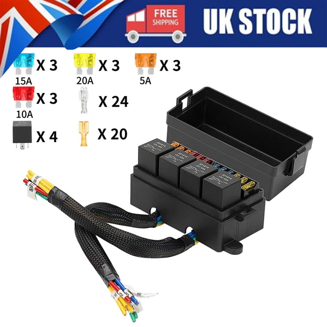 UNIVERSAL FUSE RELAY Box 12 Way 5 Pin 12V 40A Car Trunk Marine Block