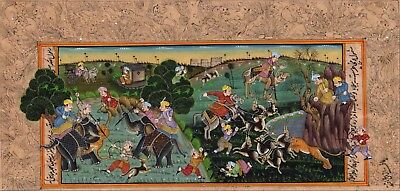 Rajasthan Miniature Painting Handmade Royal Maharajah Hunt Indian Folk Decor Art