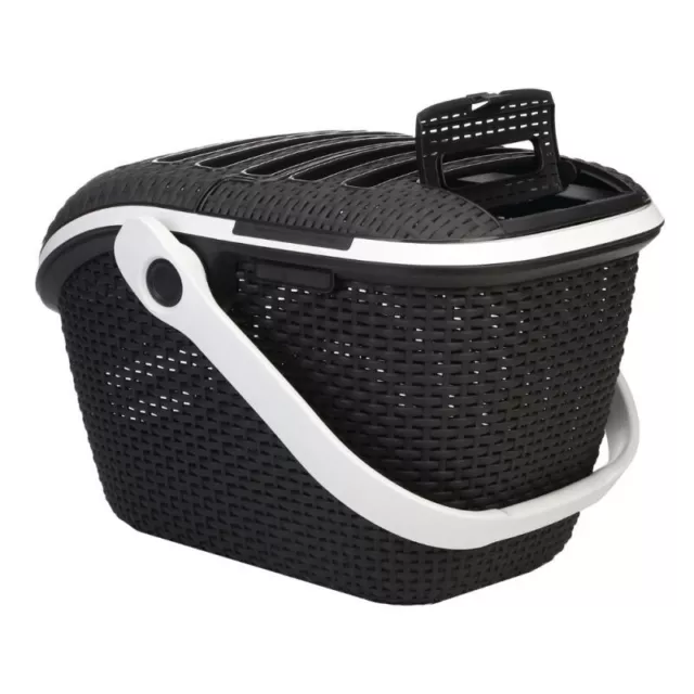 Cat Transport Box Rattan Style Small Dog Carrier Easy Car System Large Opening